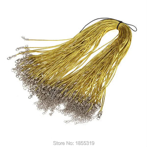 100Pcs 1.5mm Wax Leather Cords Chains Necklace Rope Lobster Clasp Cuerda