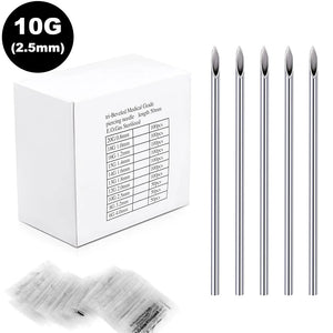 100Pcs Sterile Disposable Piercing Needles Surgical Steel Kit