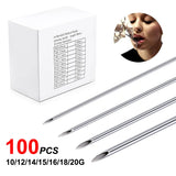 100Pcs Sterile Disposable Piercing Needles Surgical Steel Kit