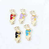 100Pcs 10*20Mm Enamel Alloy Mr Rabbit Alice Charms Pendant