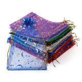 100Pcs Star & Moon Organza Gift Bags Drawstring Jewelry Wedding Party Favor Bags