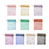 100Pcs Star Moon Printed Rectangle Organza Drawstring Gift Bags