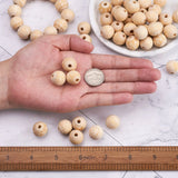 100Pcs Unfinished Natural Wood European Beads for DIY with Flower Pattern