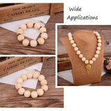 100Pcs Unfinished Natural Wood European Beads for DIY with Flower Pattern