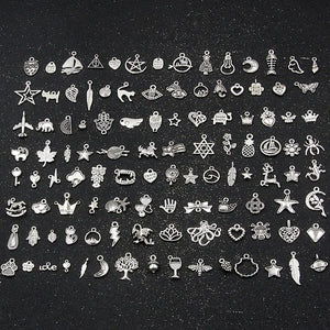 100Pcs 100 Style Mix Charms Pendants DIY Jewelry Making Necklace Accessaries