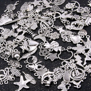 100Pcs 100 Style Mix Charms Pendants DIY Jewelry Making Necklace Accessaries