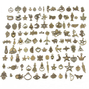 100Pcs 100 Styles Charms Pendants DIY Jewelry For Necklace Bracelet Making
