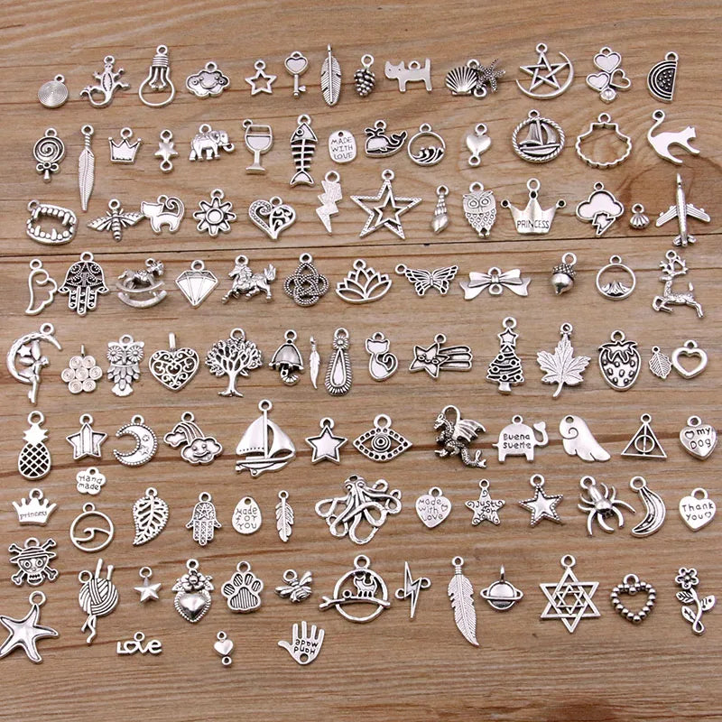 100 Pcs 100 Styles Charms Pendants for DIY Jewelry Making