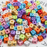 100Pcs 10mm Random Mixed Acrylic Alphabet Beads Faceted Beads DIY Necklace