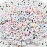 100Pcs 10mm Random Mixed Acrylic Alphabet Beads Faceted Beads DIY Necklace