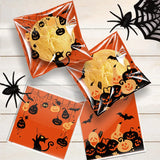 100Pcs Happy Halloween Self-adhesive Bags Candy Gift Biscuits Snack Jewelry Bags