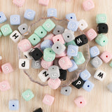 100Pcs 12MM Silicone Letter Beads Round Loose Beads DIY Food Necklace Bracelet