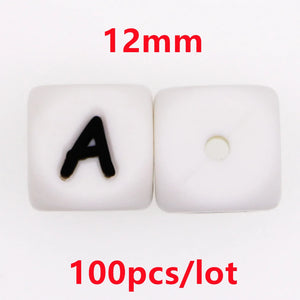 100Pcs 12MM Silicone Letter Beads Round Loose Beads DIY Food Necklace Bracelet