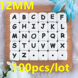 100Pcs 12MM Silicone Letter Beads Round Loose Beads DIY Food Necklace Bracelet