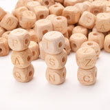 100Pcs 12mm A-Z Wooden Letter Beads Mix Alphabet Square Cube Bracelet DIY