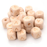100Pcs 12mm A-Z Wooden Letter Beads Mix Alphabet Square Cube Bracelet DIY
