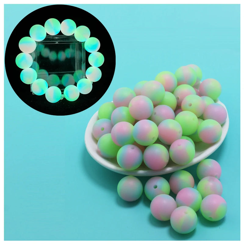 100Pcs 15MM Raspberry Glow Silicone Beads for Jewelry