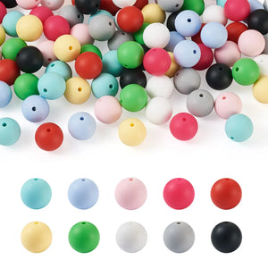 100pcs 15mm Round Silicone Beads & Spacer Beads for DIY Jewelry Making