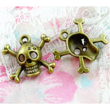 100Pcs Antique Bronze Skull Skeleton Charms Pendants DIY