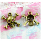 100Pcs Antique Bronze Skull Skeleton Charms Pendants DIY