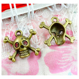 100Pcs Antique Bronze Skull Skeleton Charms Pendants DIY
