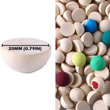 100Pcs 20mm Half Wooden Beads - Unfinished Natural Wood Balls for Craft