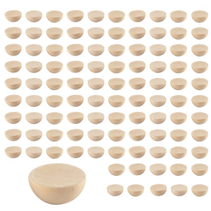 100Pcs 20mm Half Wooden Beads Unfinished Split Natural Round Wood Balls
