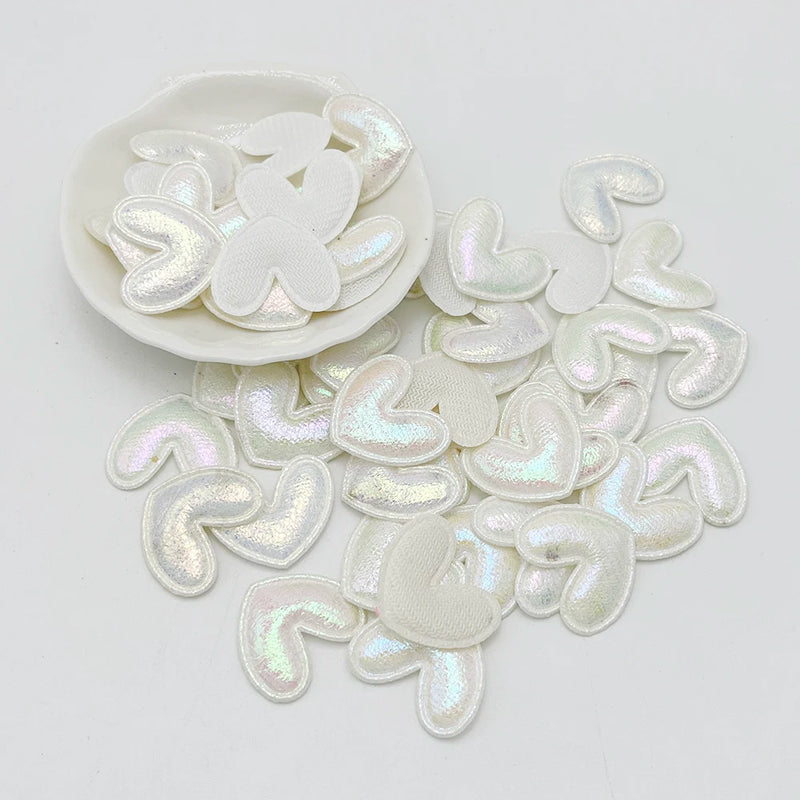 100Pcs Leather Heart Patches Appliques for Clothes Sewing DIY Hat Hair Bow