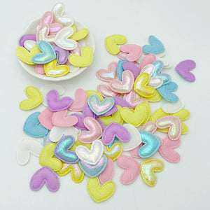 100Pcs Leather Heart Patches Appliques for Clothes Sewing DIY Hat Hair Bow
