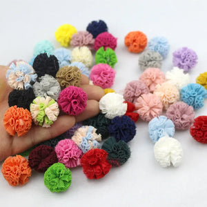 100Pcs 25mm Lace Mesh Flower Ball Sewing Scarf Shoes Hats DIY Art Accessories