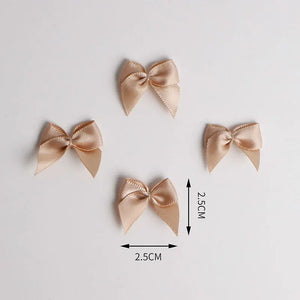 100Pcs 25mm Ribbon Mini Bowknot Appliqued Ornaments DIY Crafts Supplies