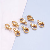 100Pcs 304 Stainless Steel Lobster Claw Clasps 24K Plated Findings
