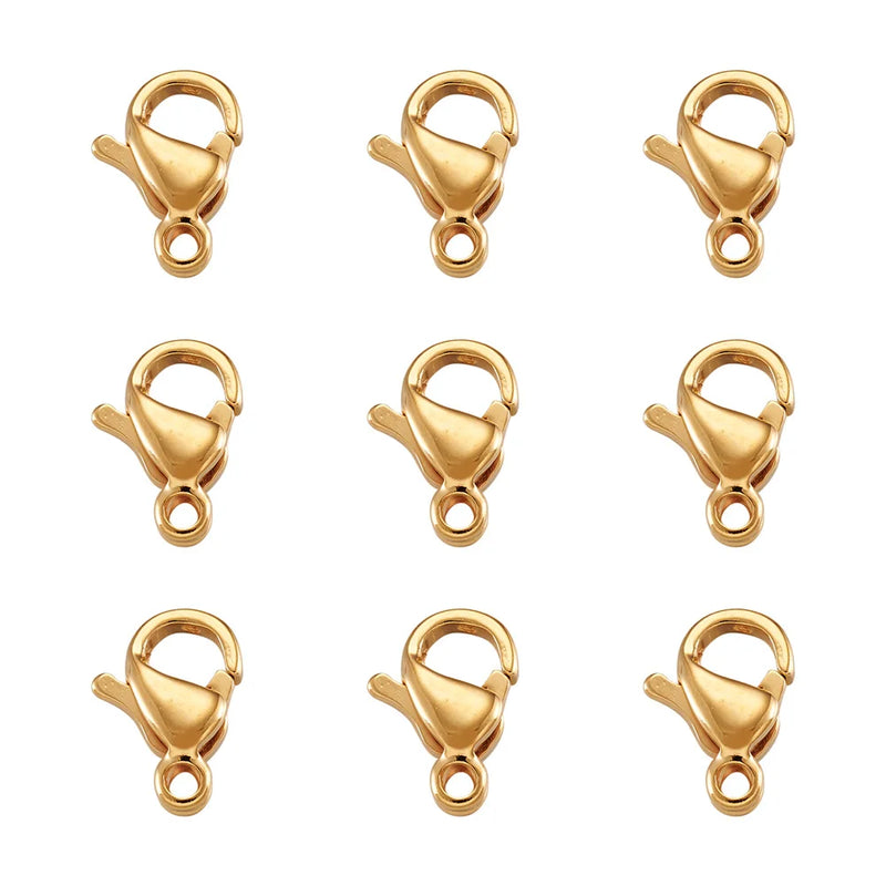 100Pcs 304 Stainless Steel Lobster Claw Clasps 24K Plated Findings