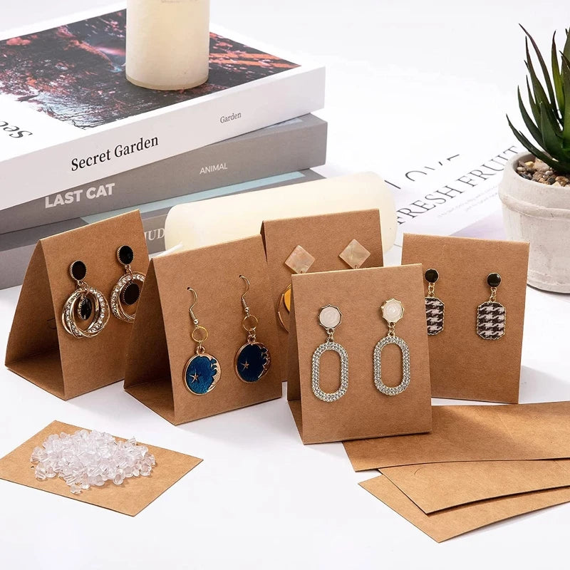 100Pcs 3D Earring Display Cards with 200x Earplug Earring Cardboard