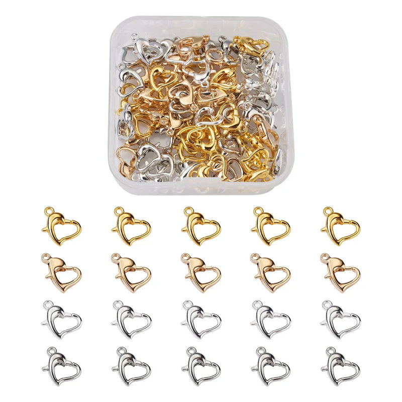 100Pcs 4 Colors Heart Lobster Clasp Hook DIY Jewelry Making Accessories