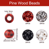 100Pcs 4 Style Wood Beads Mixed 20x16mm Hole: 9mm