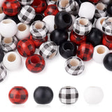 100Pcs 4 Style Wood Beads Mixed 20x16mm Hole: 9mm