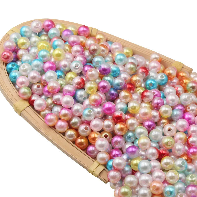 100Pcs 6-8mm Multicolor Round Beads Lmitation Pearls DIY