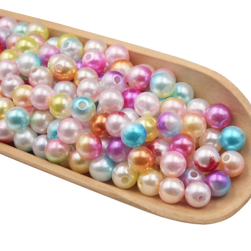 100Pcs 6-8mm Multicolor Round Beads Lmitation Pearls DIY