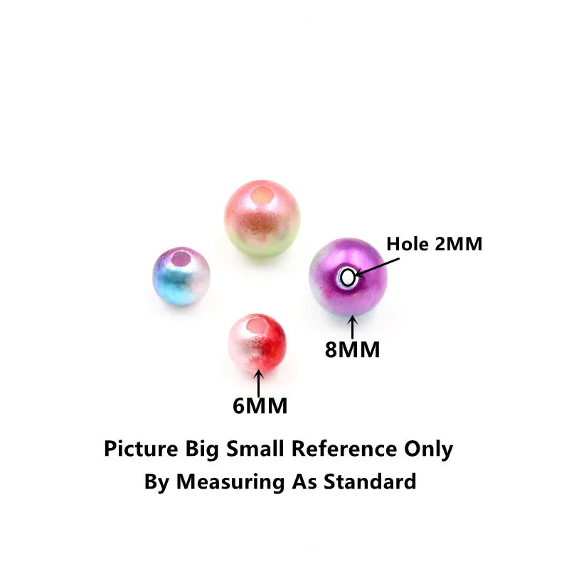 100Pcs 6-8mm Multicolor Round Beads Lmitation Pearls DIY