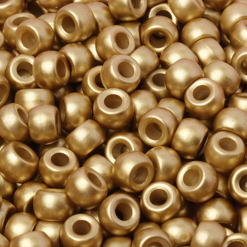 100Pcs 6x9mm Golden Acrylic Big Hole Spacer Beads