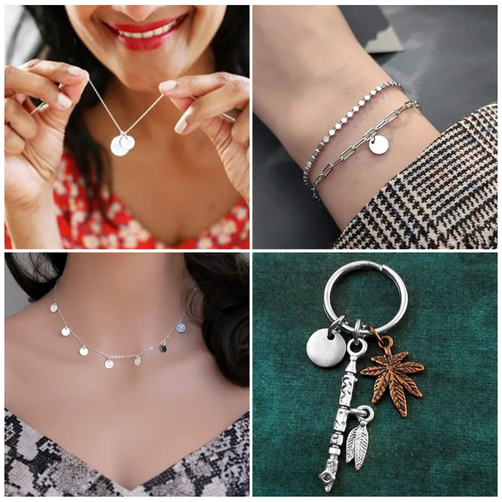 100Pcs Stainless Steel Charms for Necklaces DIY Jewelry Making
