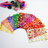 100Pcs Heart Wedding Candy Gift Organza Bag Jewelry Packaging