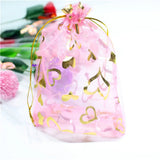 100Pcs Heart Wedding Candy Gift Organza Bag Jewelry Packaging