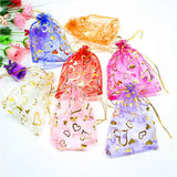 100Pcs Heart Wedding Candy Gift Organza Bag Jewelry Packaging
