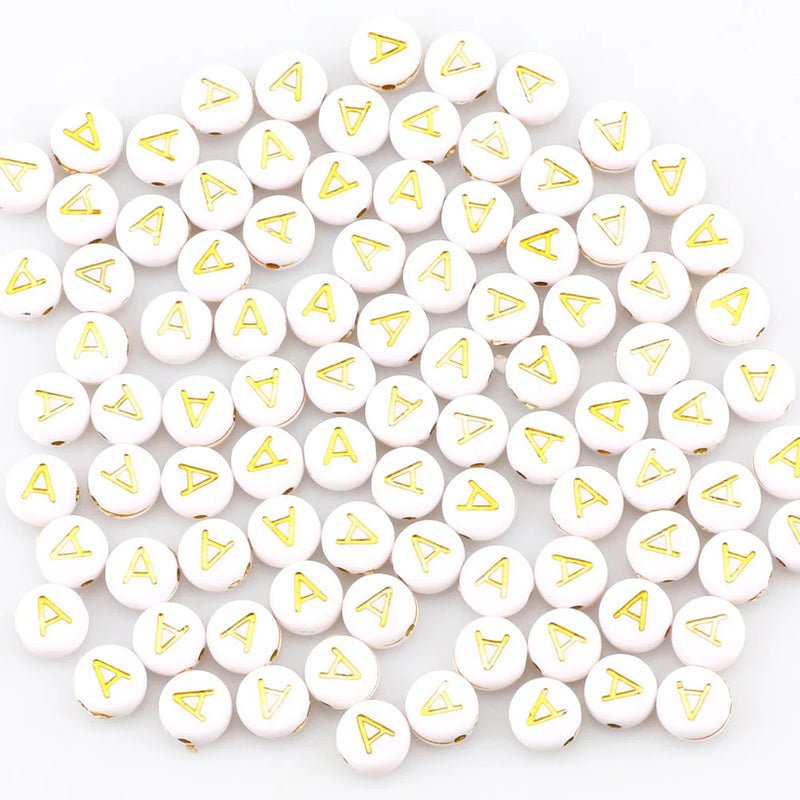 100Pcs 7mm Round Letter Spacer Beads Jewelry Making DIY Necklace Bracelet