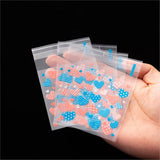 100Pcs 7x7/10x10cm Heart Clear Candy Bag Self Adhesive Plastic Gift Pouch