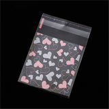 100Pcs 7x7/10x10cm Heart Clear Candy Bag Self Adhesive Plastic Gift Pouch