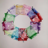 100Pcs Butterfly Star Moon Jewelry Bag Drawstring Gift Bag Organza Storage Pouch