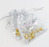 100Pcs 8colors Rose Organza Bags Jewelry Pouches Candy 9X12cm